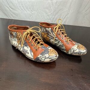 Shellys London Floral Ankle Boots with Brown Accents